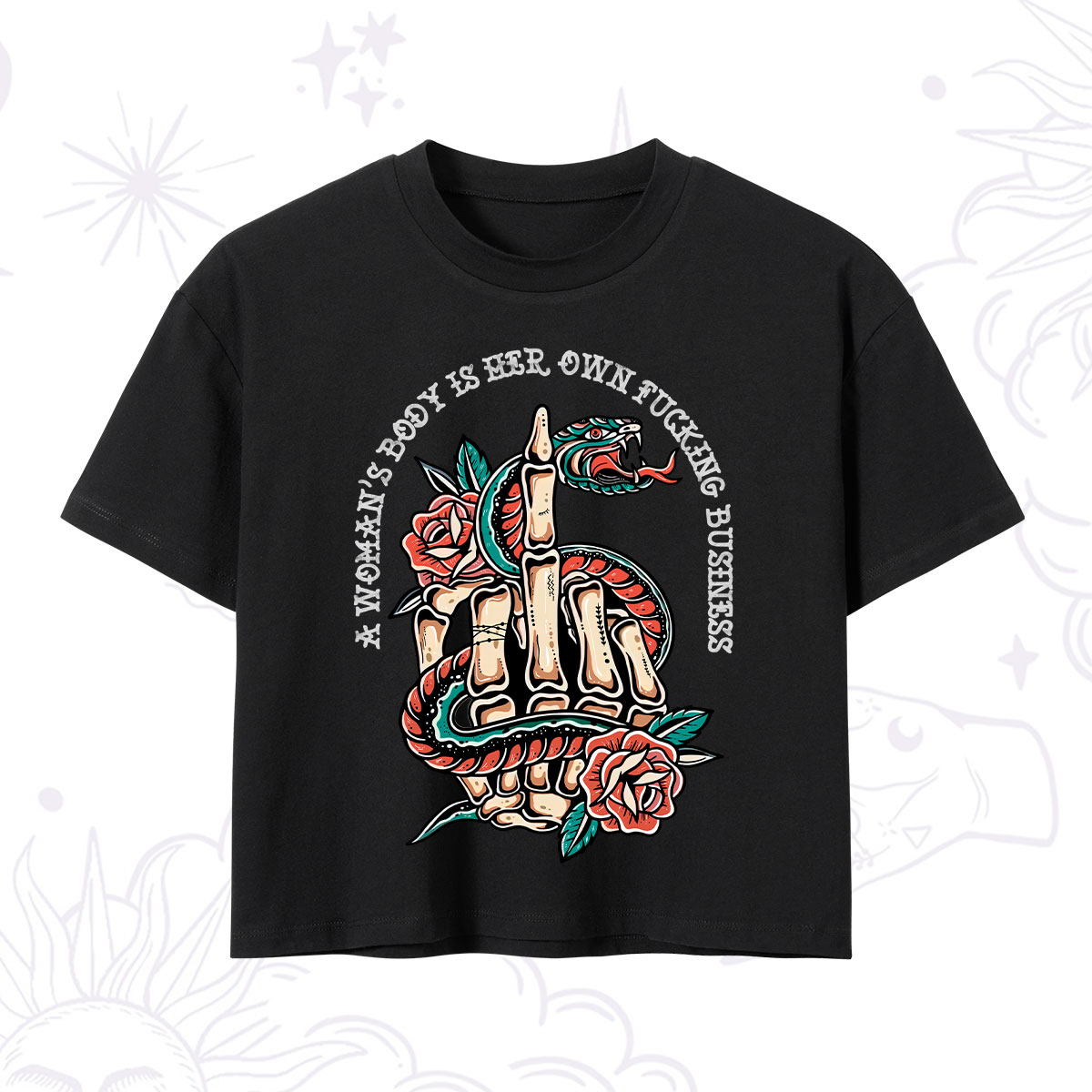 Purplehecate A Women’s Body Is Her Crop T-Shirt 