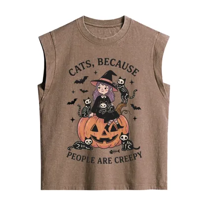 Purplehecate Cats Because People Are Creepy Vintage Washed Tank