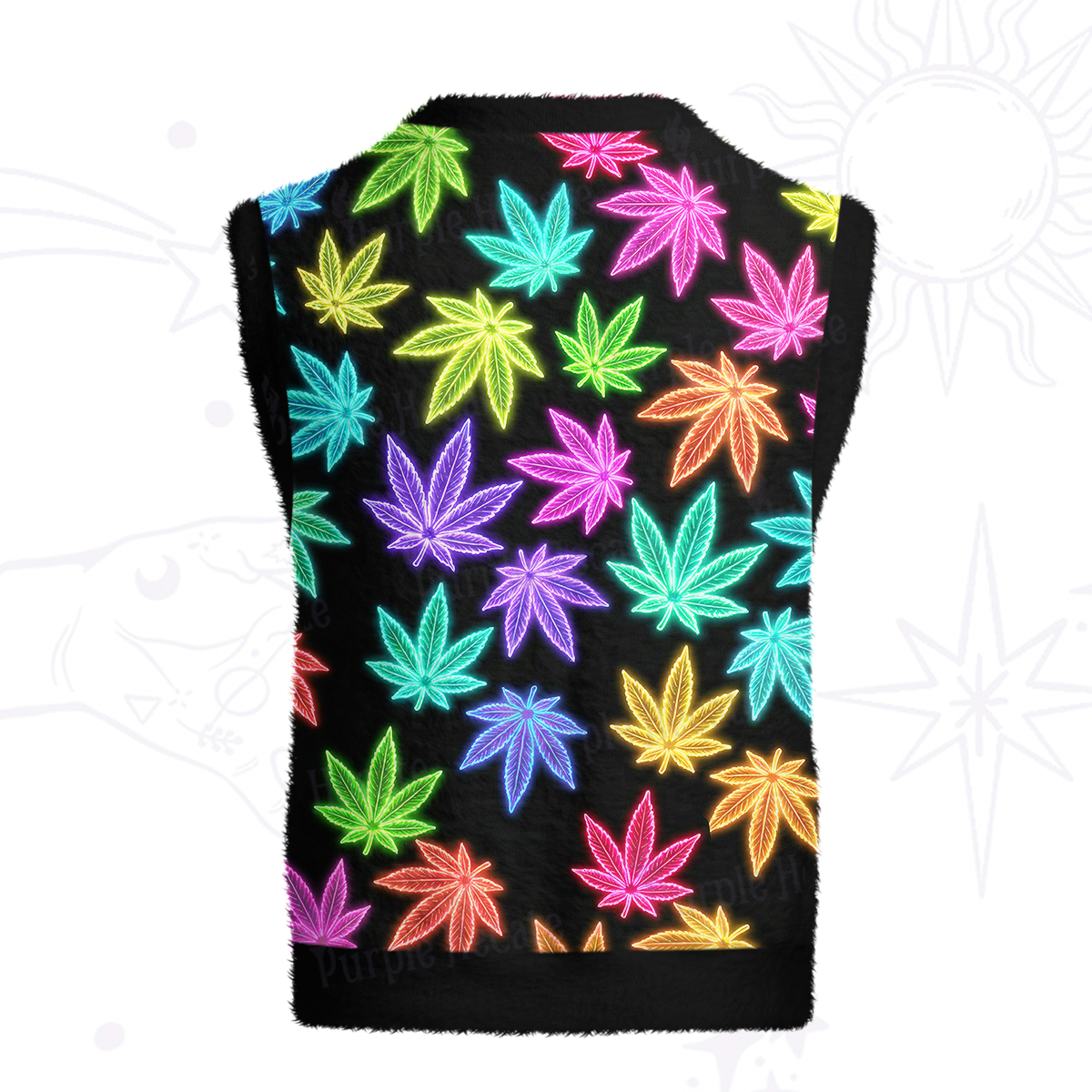 Purplehecate Trippy Weed Ugly Sweater Vest