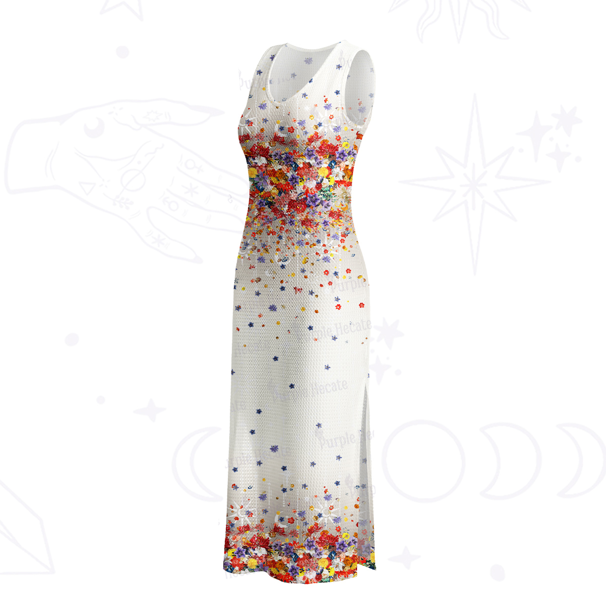 Purplehecate Spring Garden Crochet Knit Maxi Dress