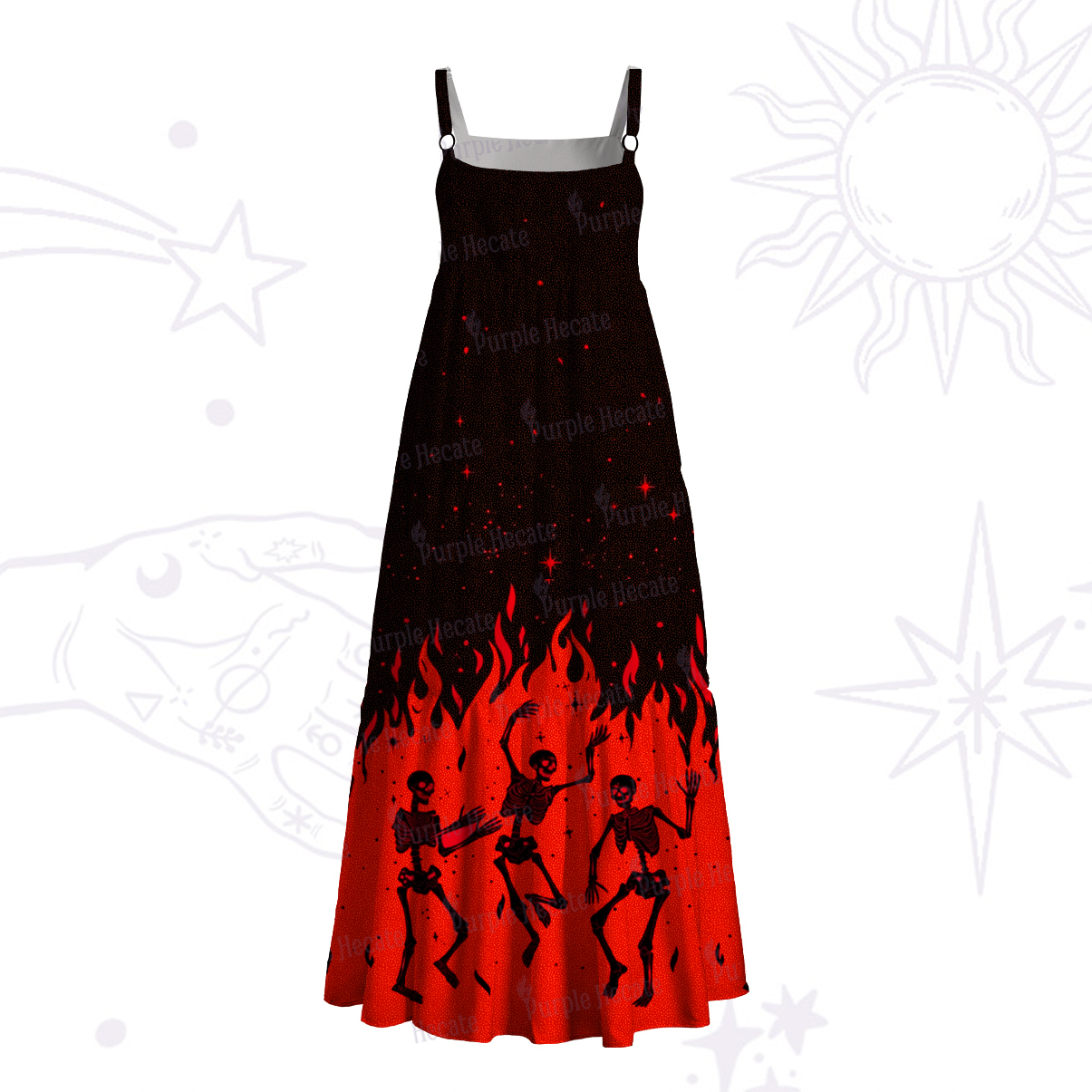 Purplehecate Infernal Revelry Wide Straps Maxi Dress
