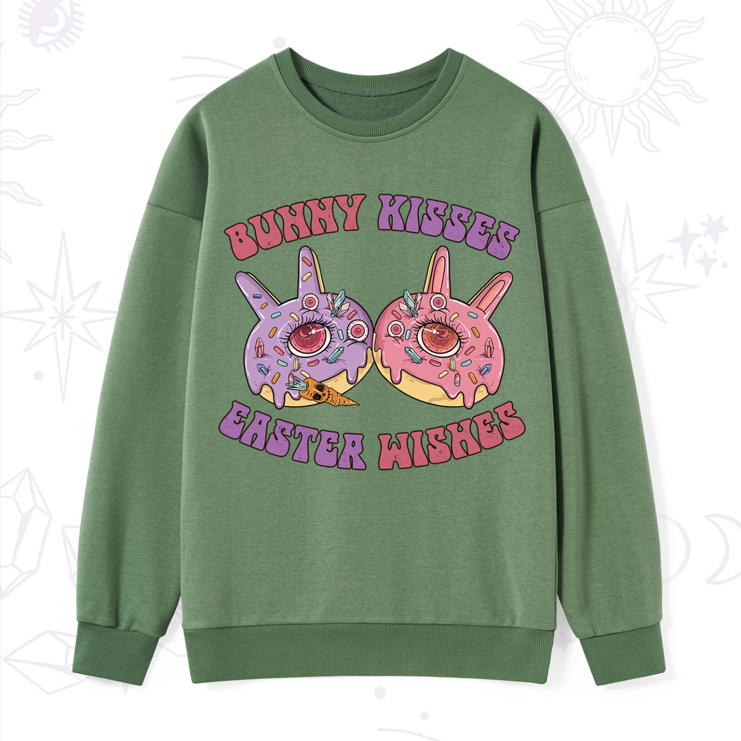 Purplehecate Bunny Kisses Easter Wishes Sweatshirt