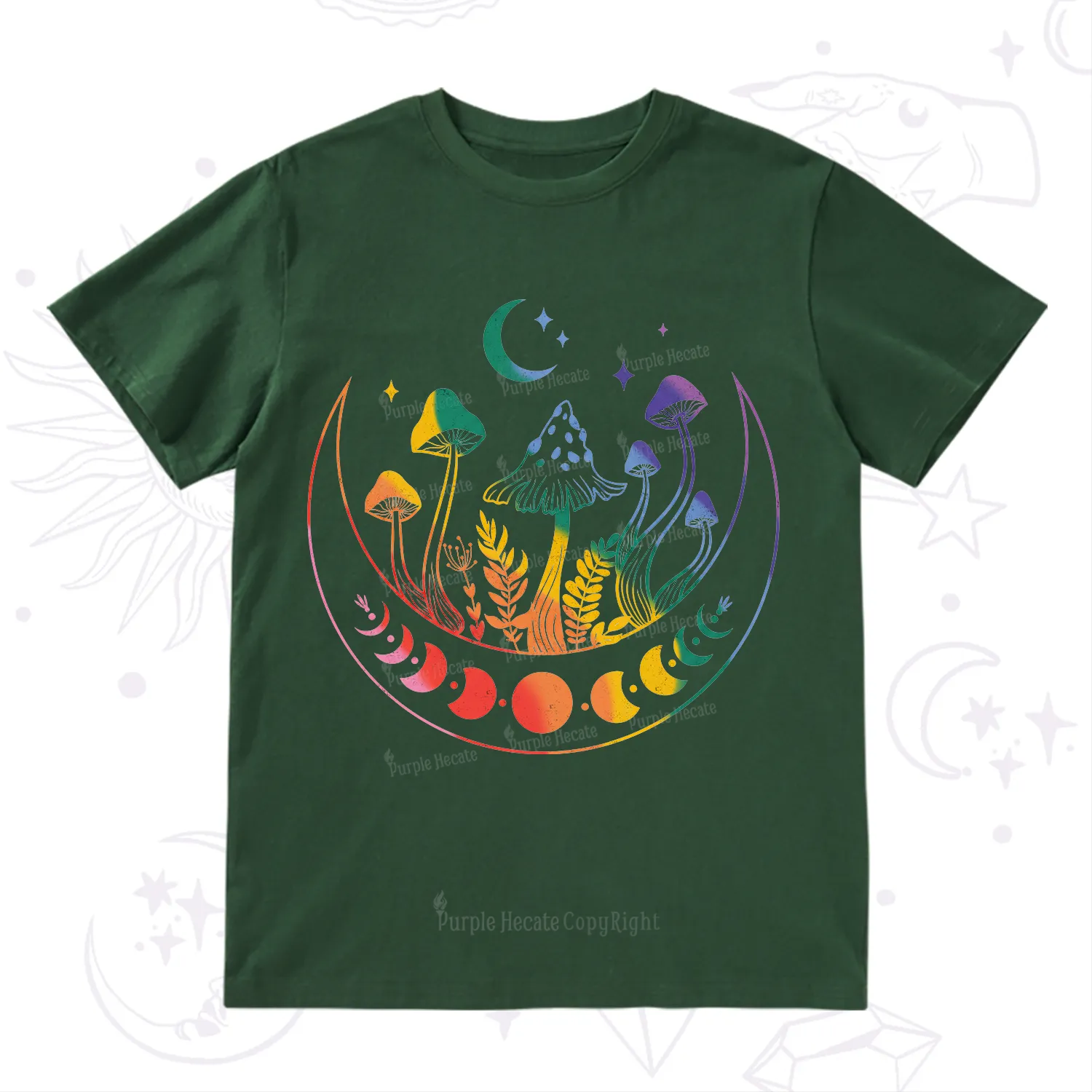 Purplehecate Pride Mushroom Rainbow T-Shirt