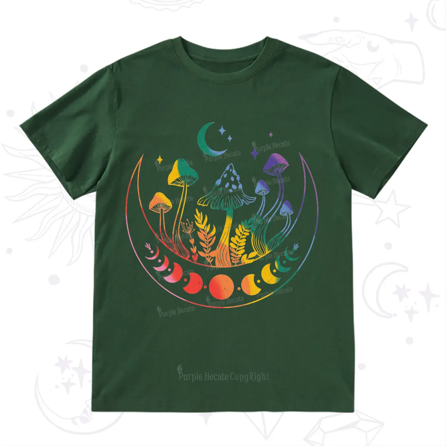 Purplehecate Pride Mushroom Rainbow T-Shirt
