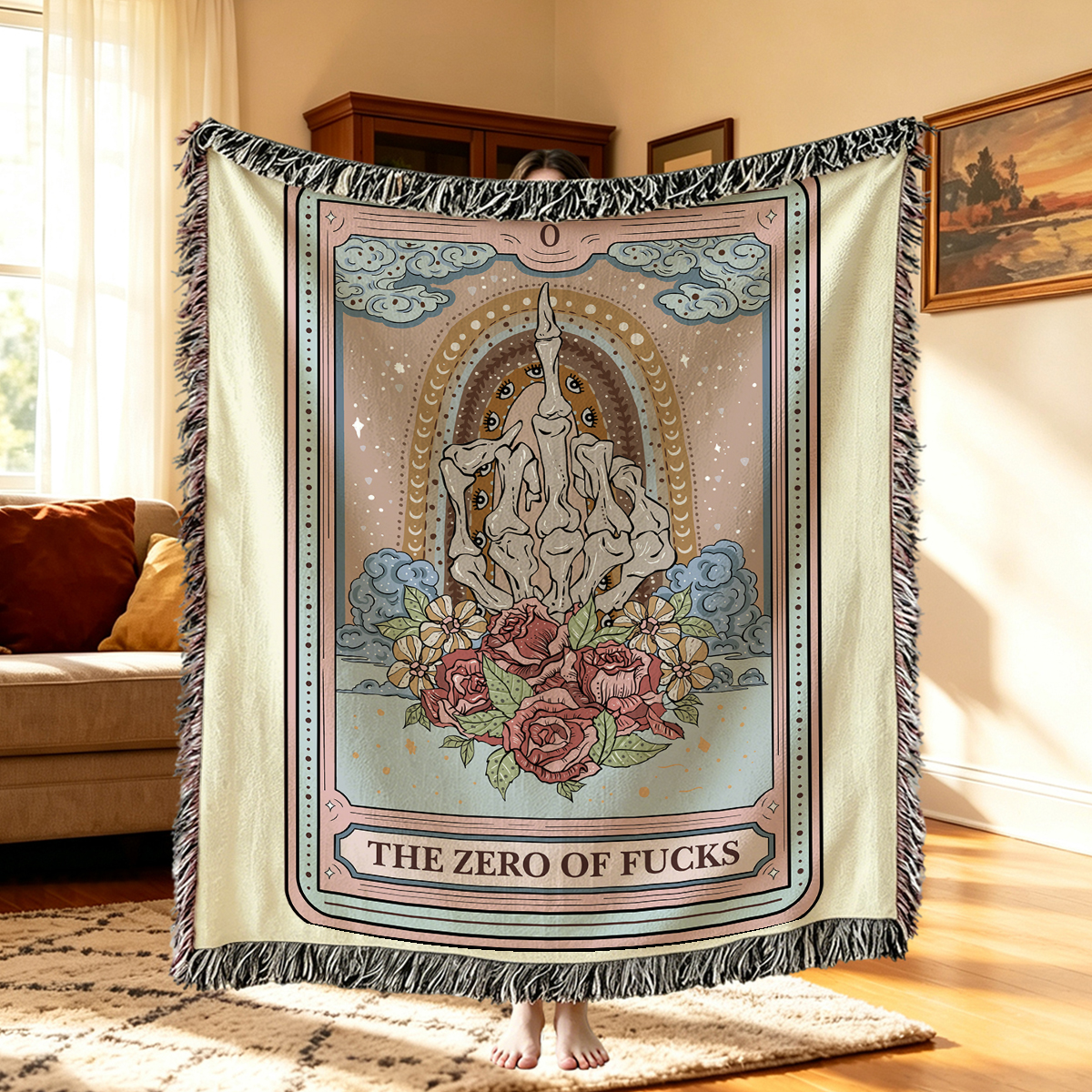 Purplehecate The Zero Of Fucks Tarot Woven Tapestry Blanket