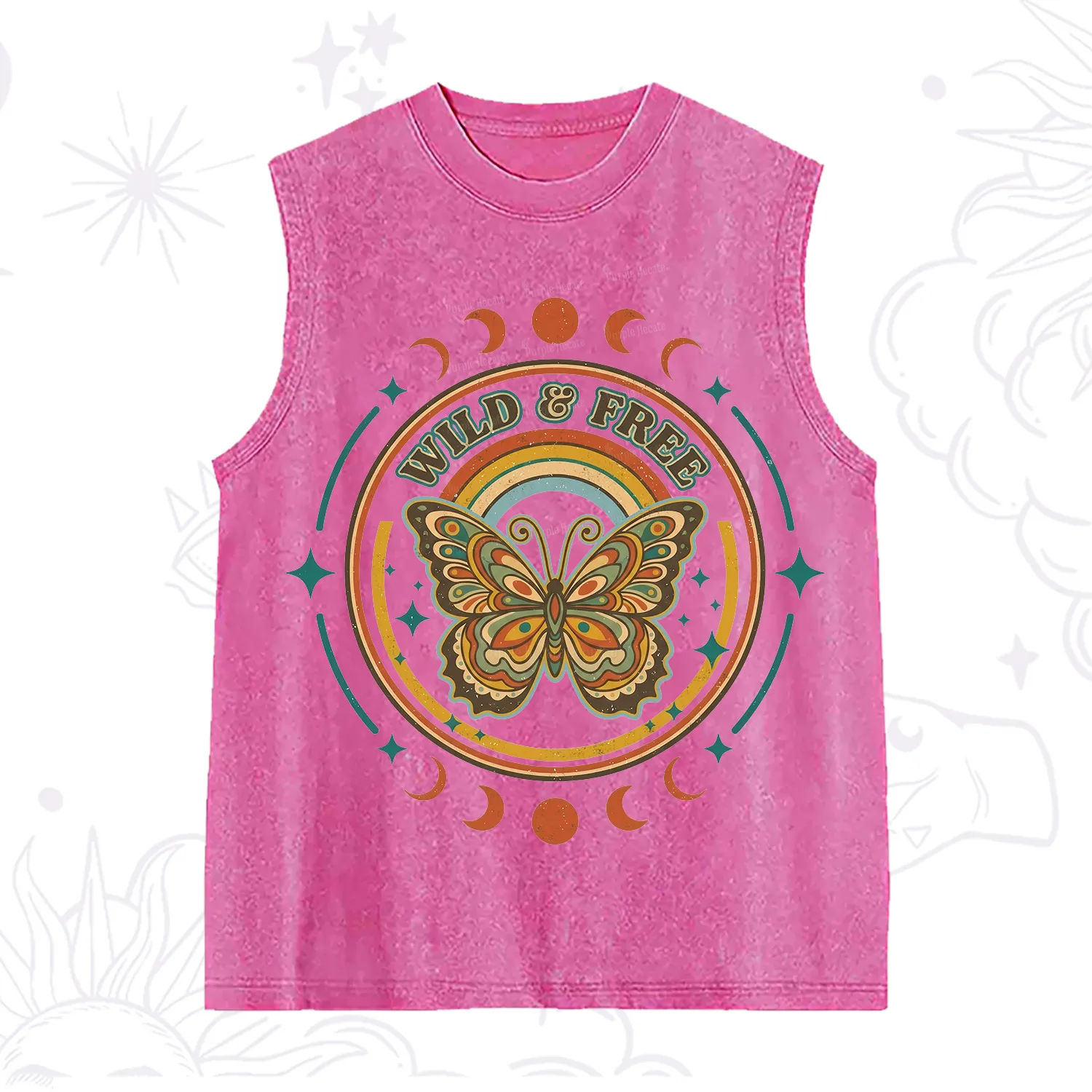 Purplehecate Wild?And?Free?Butterfly Washed Tank