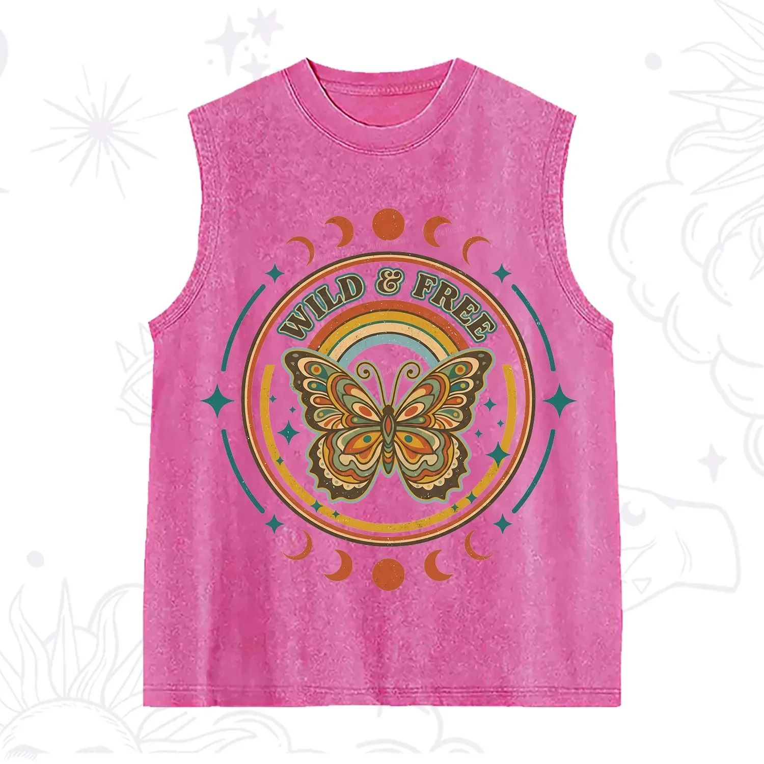 Purplehecate Wild?And?Free?Butterfly Washed Tank