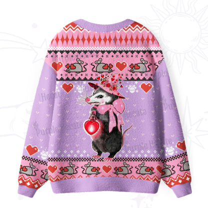 Purplehecate Funny Love Opossum Ugly Cardigan Sweaters