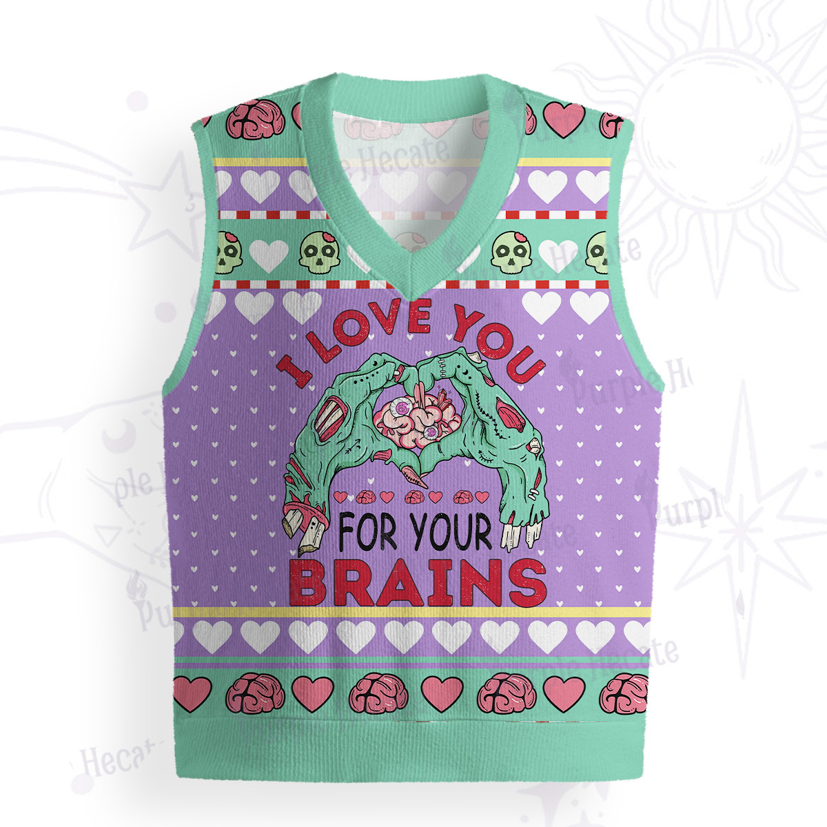Purplehecate I Love You For Your Brains Ugly Sweater Vest