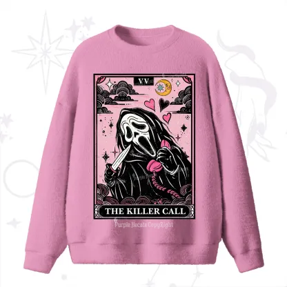 Purplehecate The Killer Call Tarot Card Fuzzy Ugly Sweater