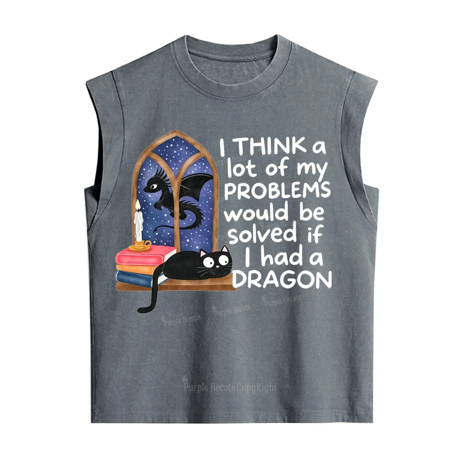 Purplehecate I Think A Lot Of My Problems Would Be Solved If I Had a Dragon Vintage Washed Tank