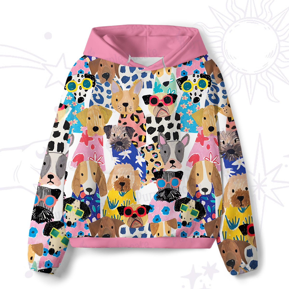Purplehecate Puppy Parade All-Over Print Hoodie