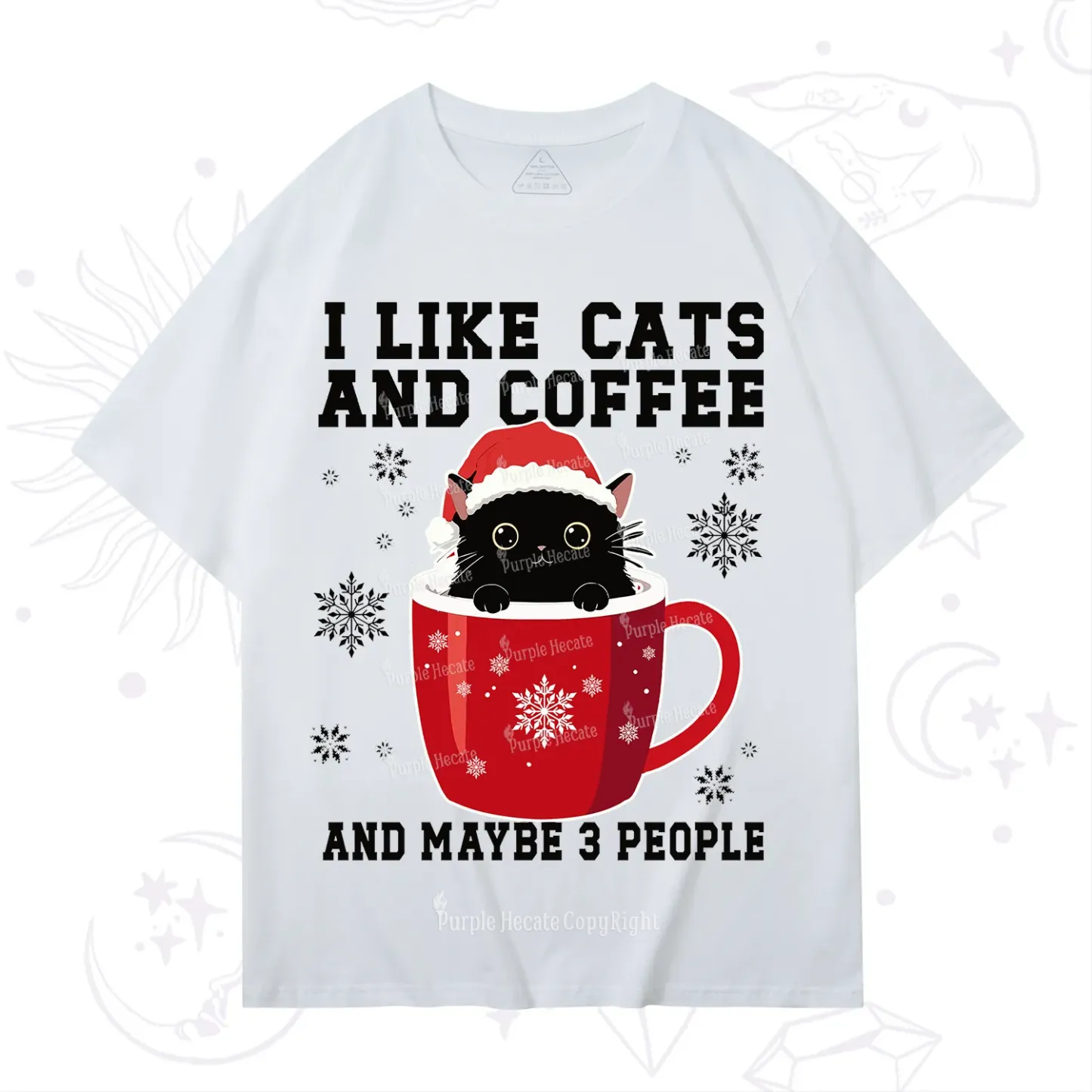 Purplehecate I like Cats And Coffee Christmas T-Shirt