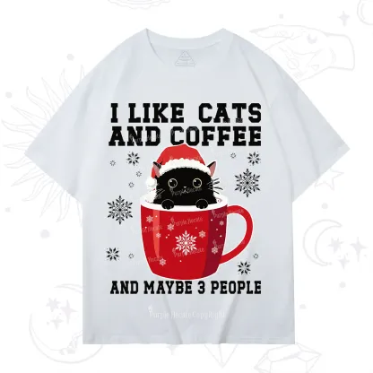 Purplehecate I like Cats And Coffee Christmas T-Shirt