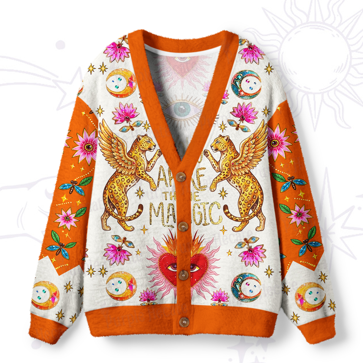 Purplehecate Vintage Tiger You Are The Magic Ugly Cardigan Sweaters