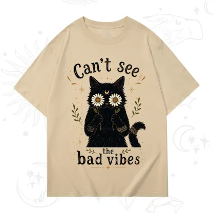 Purplehecate Can't See the Bad Vibes Black Cat T-Shirt