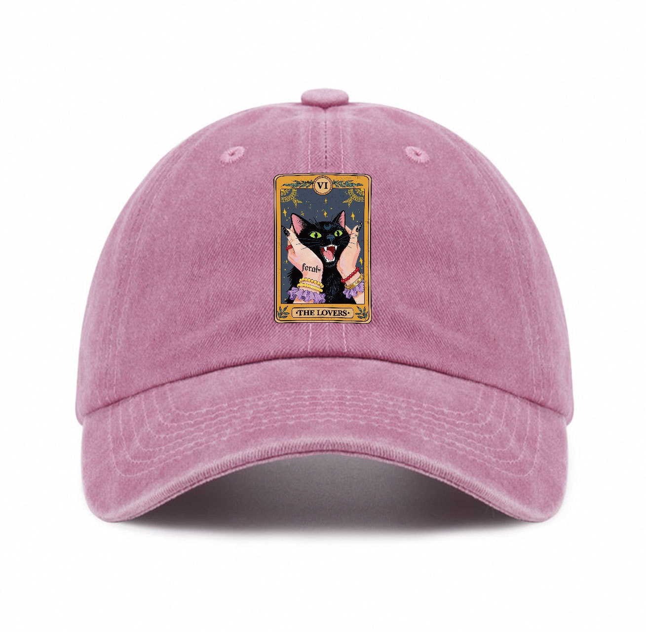 Purplehecate The Lovers Tarot Feral Cat Baseball Cap