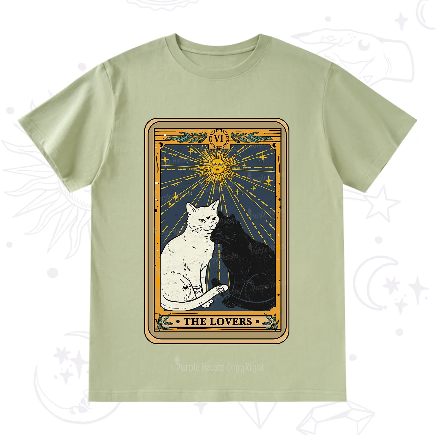 Purplehecate The Lovers Cat Tarot Card T-Shirt