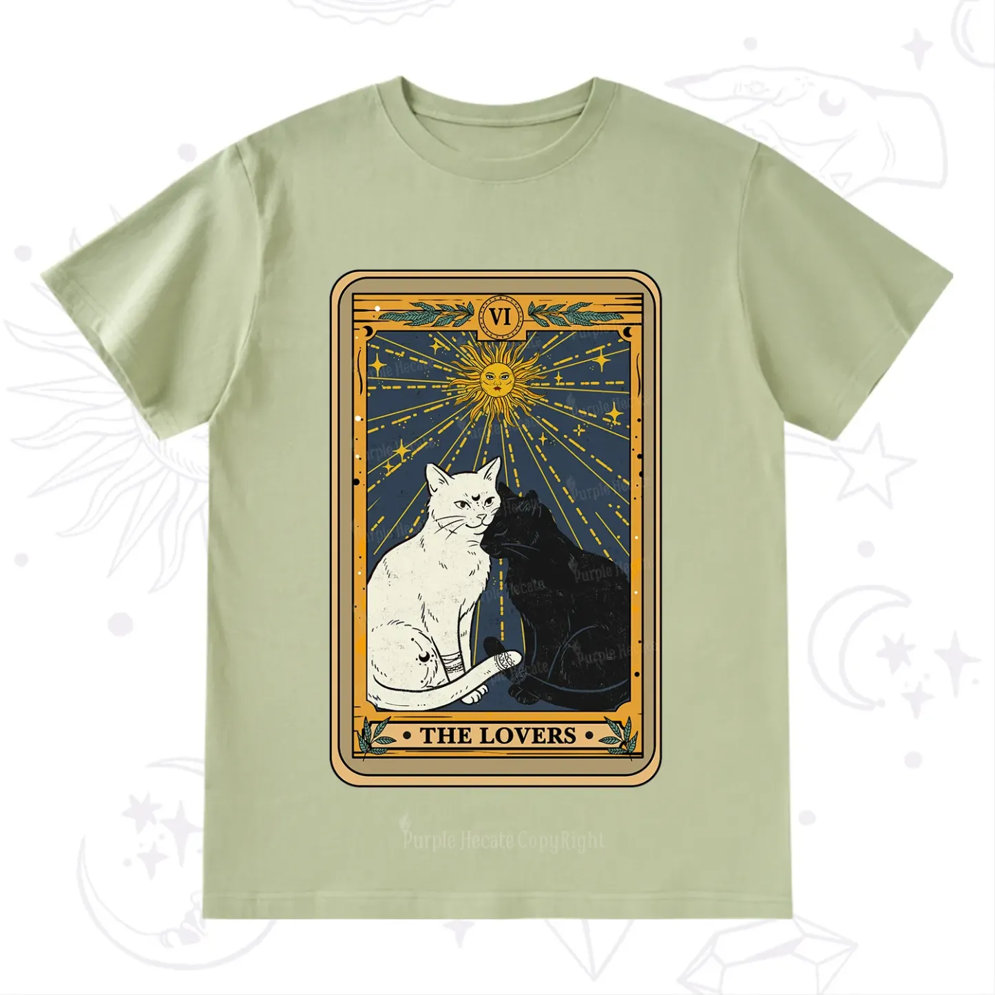 Purplehecate The Lovers Cat Tarot Card T-Shirt