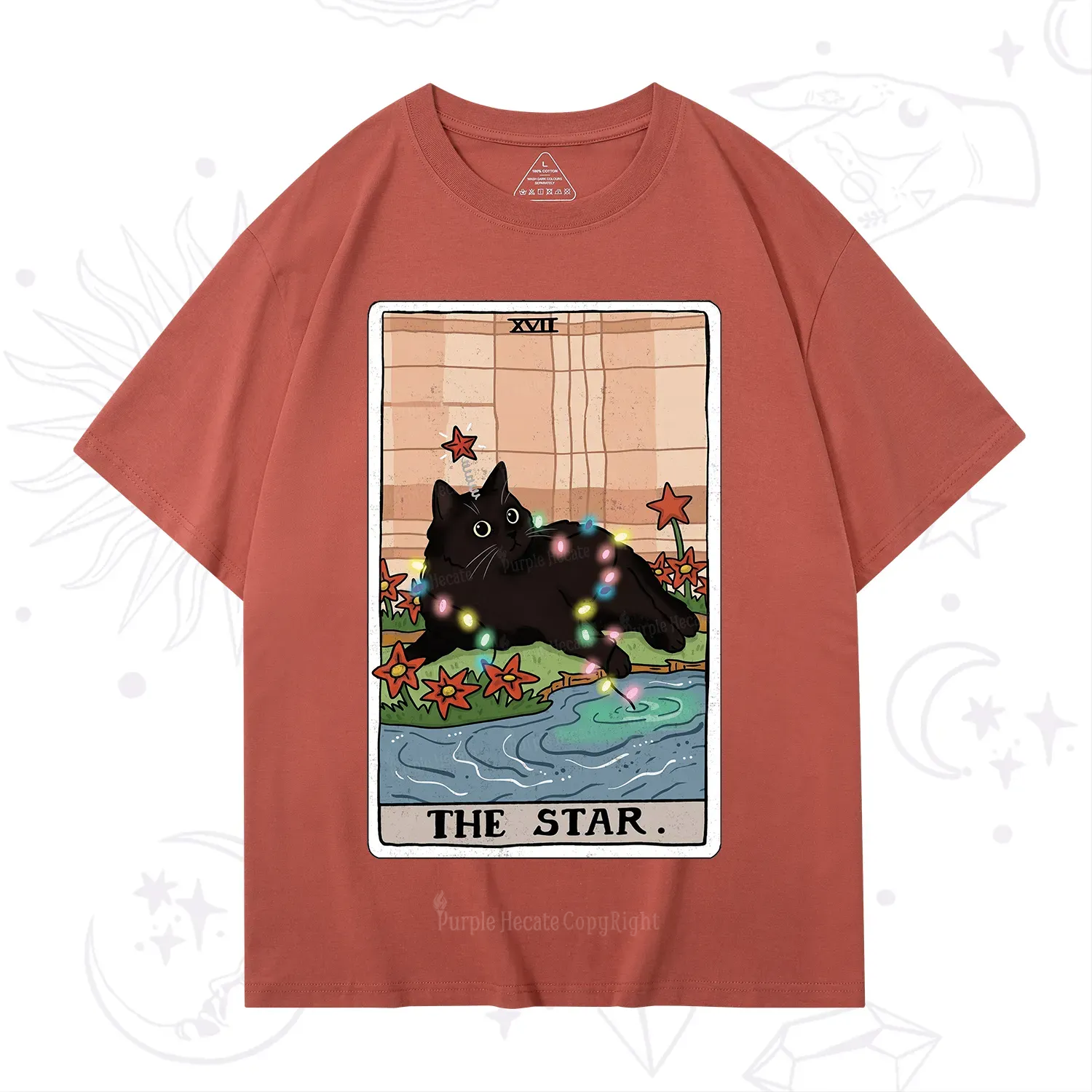 Purplehecate The Star Cat Tarot Card T-Shirt