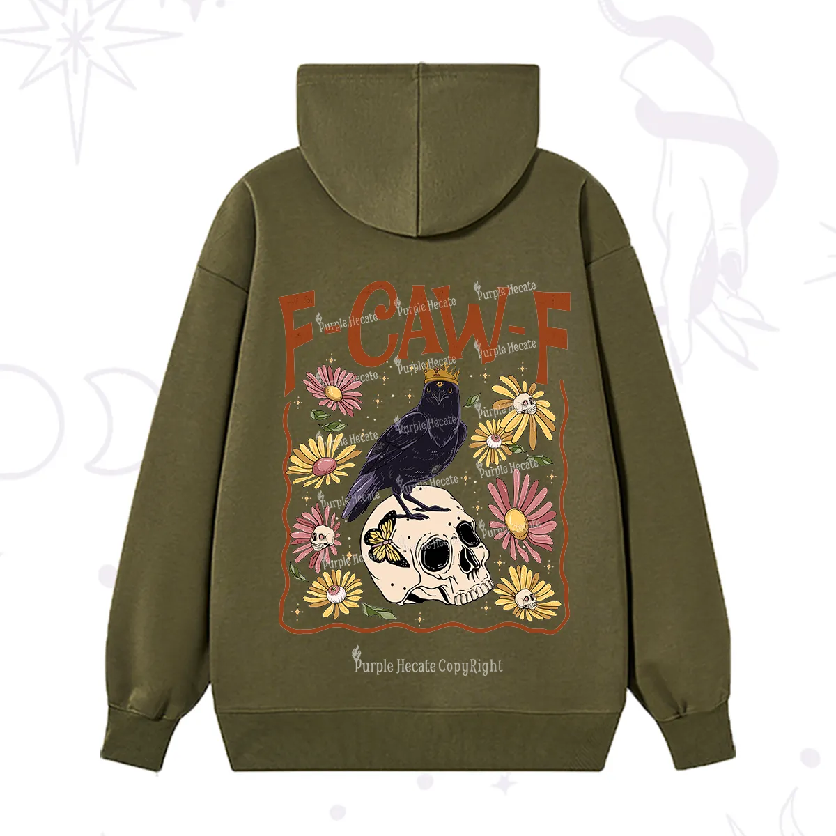 Purplehecate Funny F-Caw-F Crow Hoodie