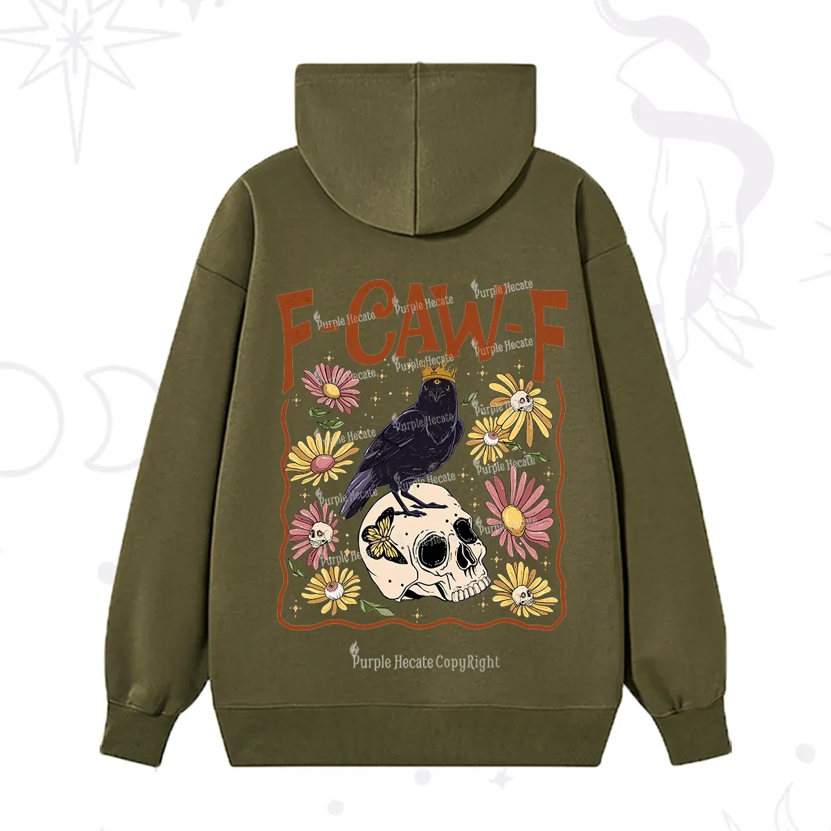 Purplehecate Funny F-Caw-F Crow Hoodie