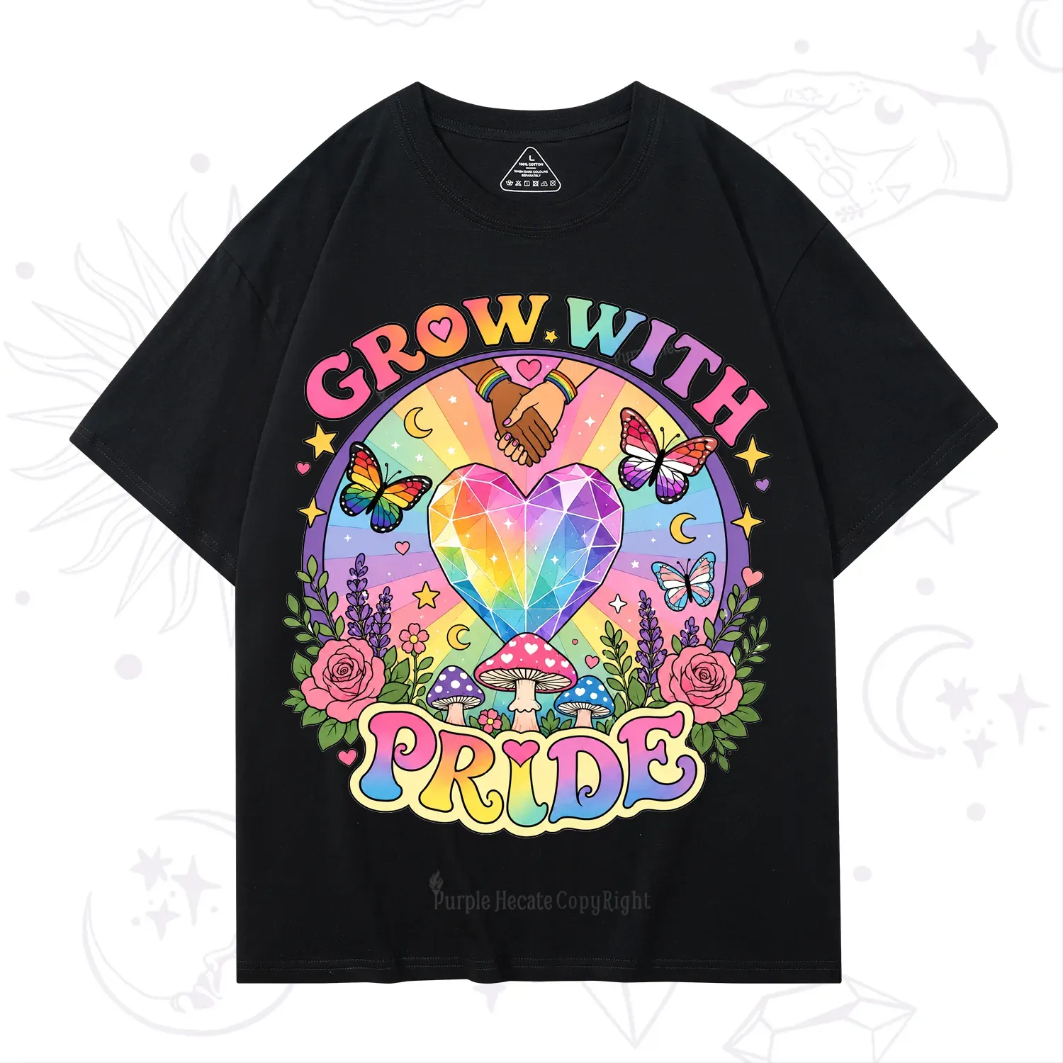 Purplehecate Grow With Pride Rainbow Heart T-Shirt