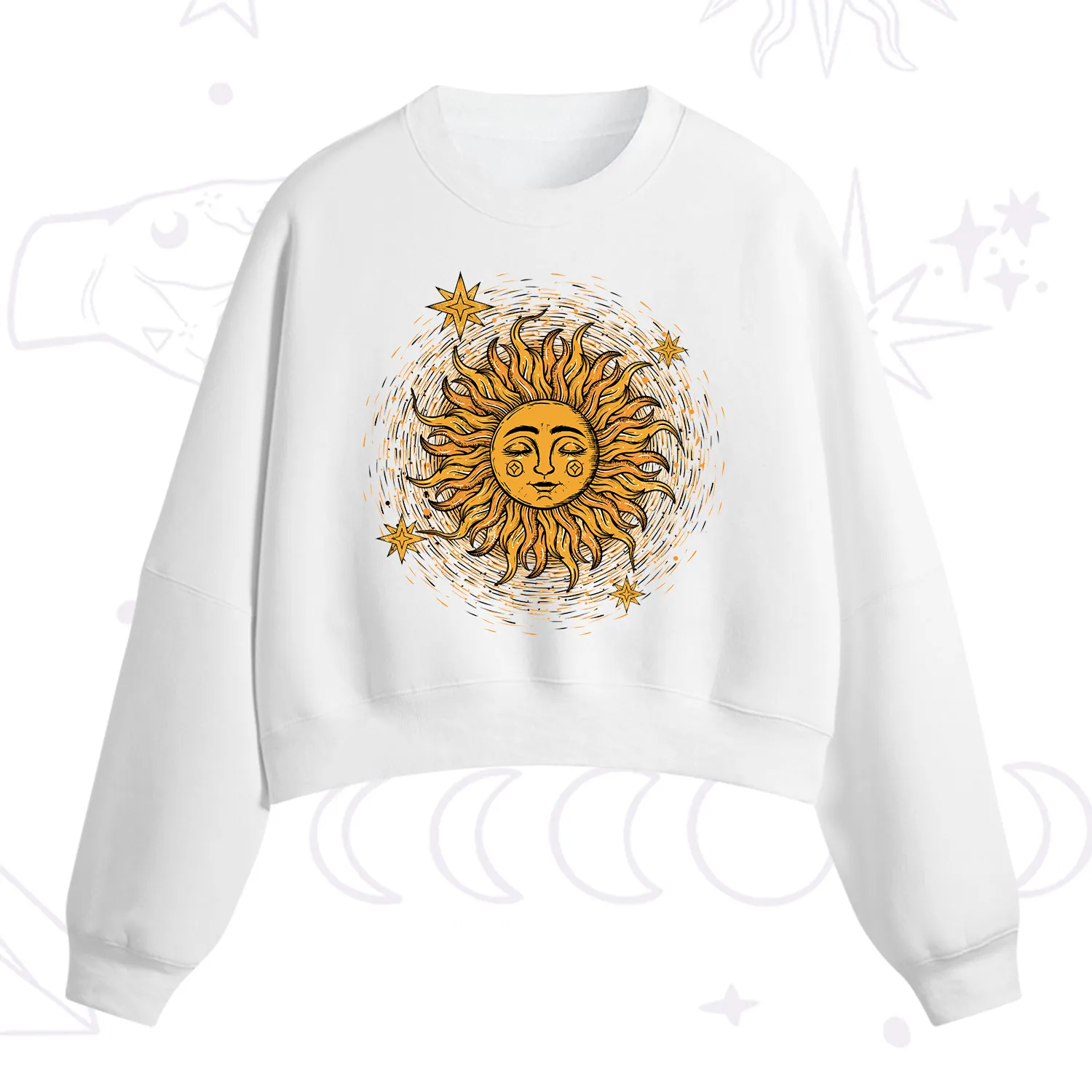 Purplehecate Celestial Sun Fleece Cropped Sweatshirt