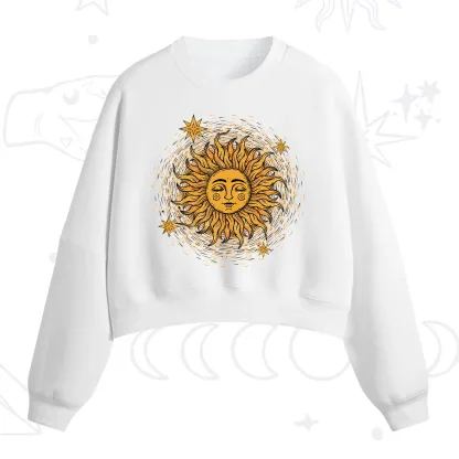 Purplehecate Celestial Sun Fleece Cropped Sweatshirt