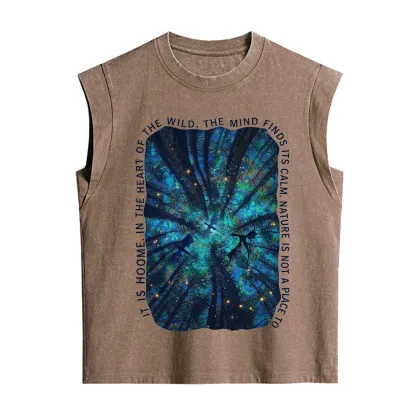 Purplehecate Forest Mindscape Night Sky Vintage Washed Tank