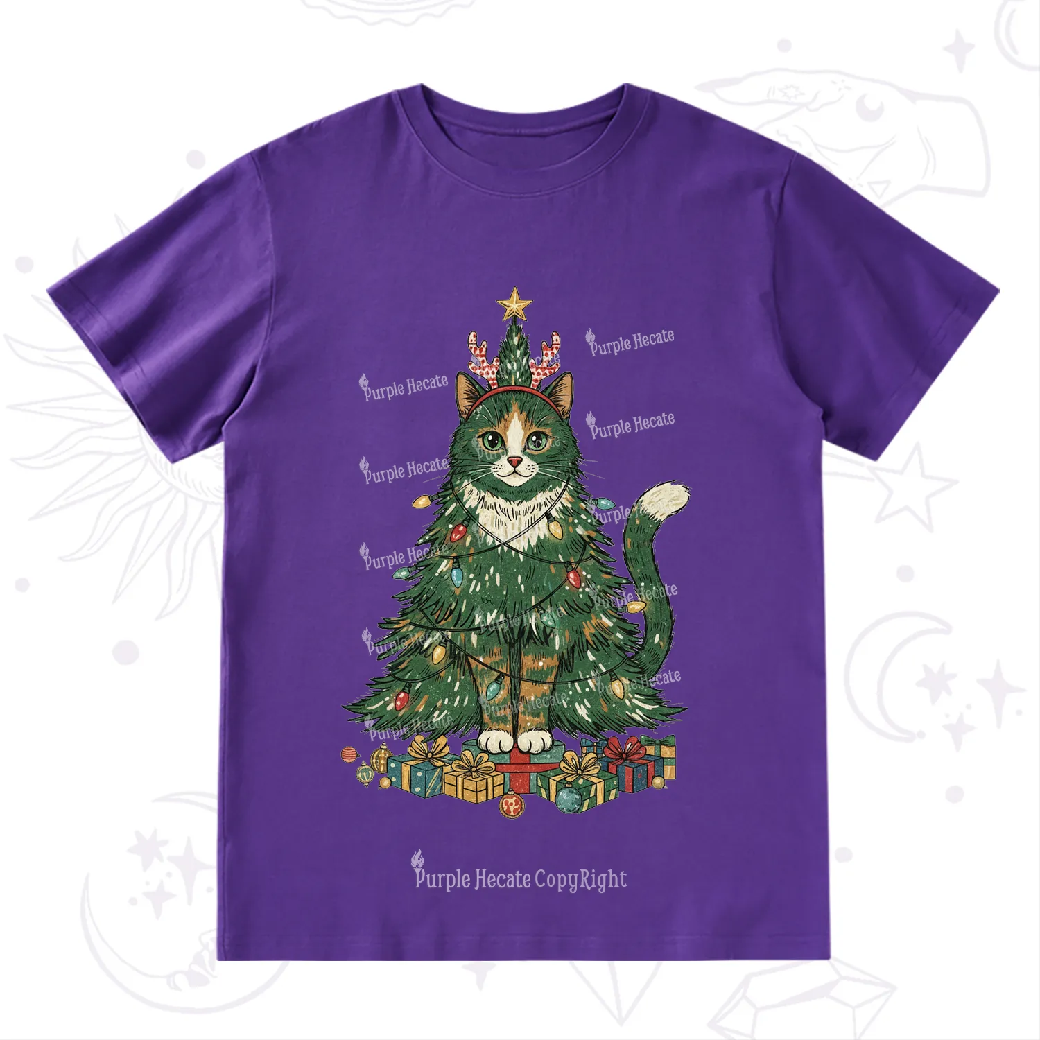 Purplehecate Cute Cats Christmas Tree T-Shirt