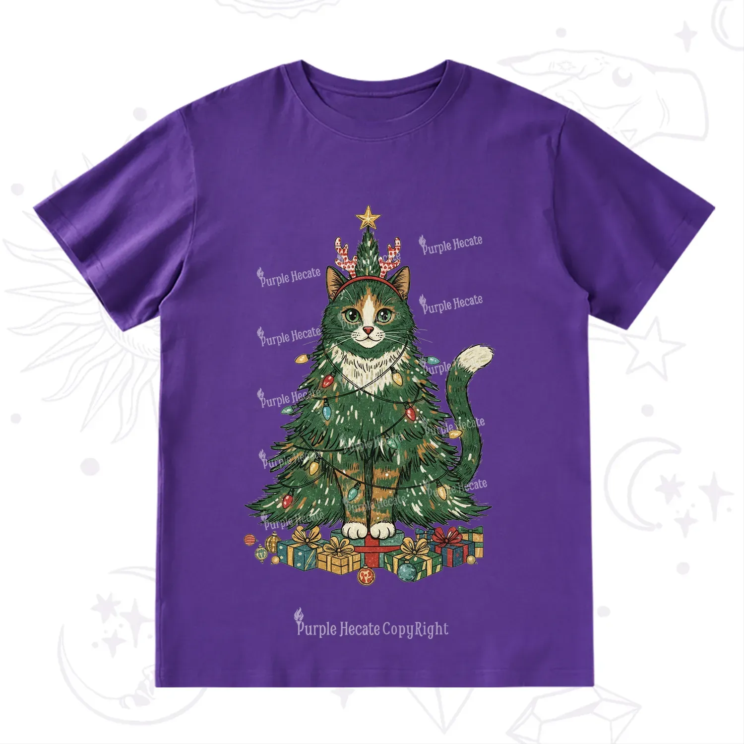 Purplehecate Cute Cats Christmas Tree T-Shirt