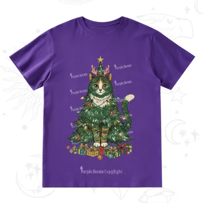 Purplehecate Cute Cats Christmas Tree T-Shirt