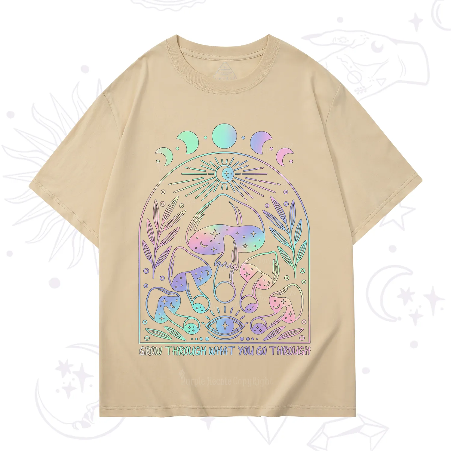 Purplehecate Moon Phases Mushroom T-Shirt
