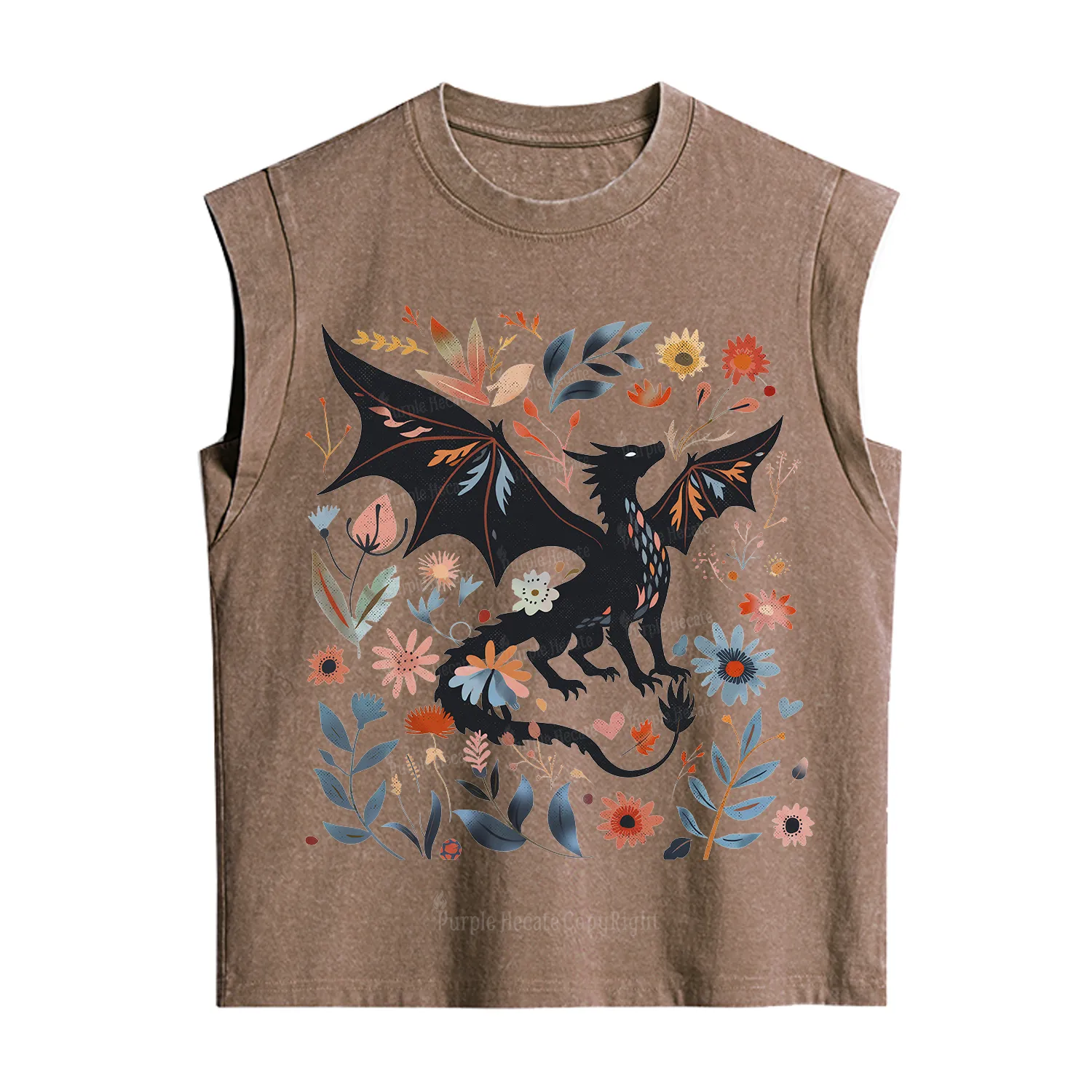 Purplehecate Vintage Fantasy Wyvern Bookish Vintage Washed Tank