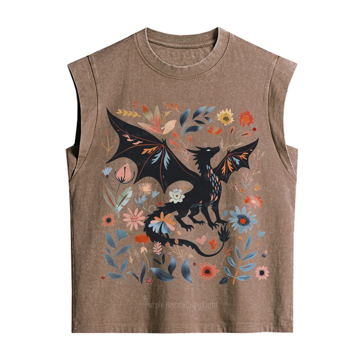 Purplehecate Vintage Fantasy Wyvern Bookish Vintage Washed Tank