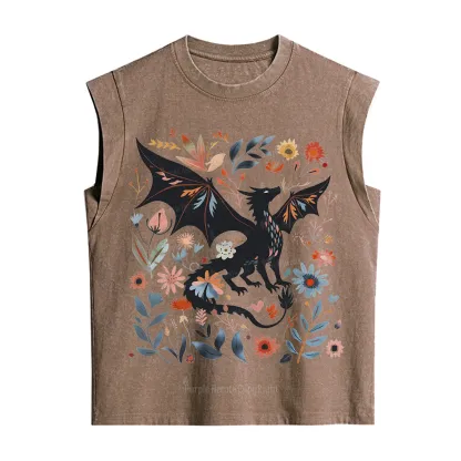 Purplehecate Vintage Fantasy Wyvern Bookish Vintage Washed Tank