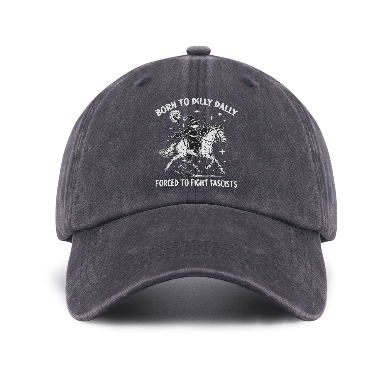 Purplehecate Born To Dilly Dally Forced to Fight Fascists Baseball Cap