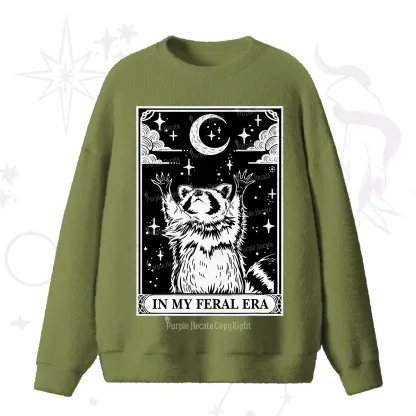 Purplehecate The In My Feral Era Oracle Card Fuzzy Ugly Sweater