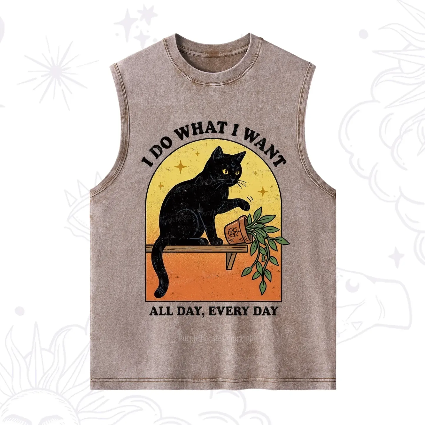Purplehecate I Do What I Want Funny Black Cat Washed Tank