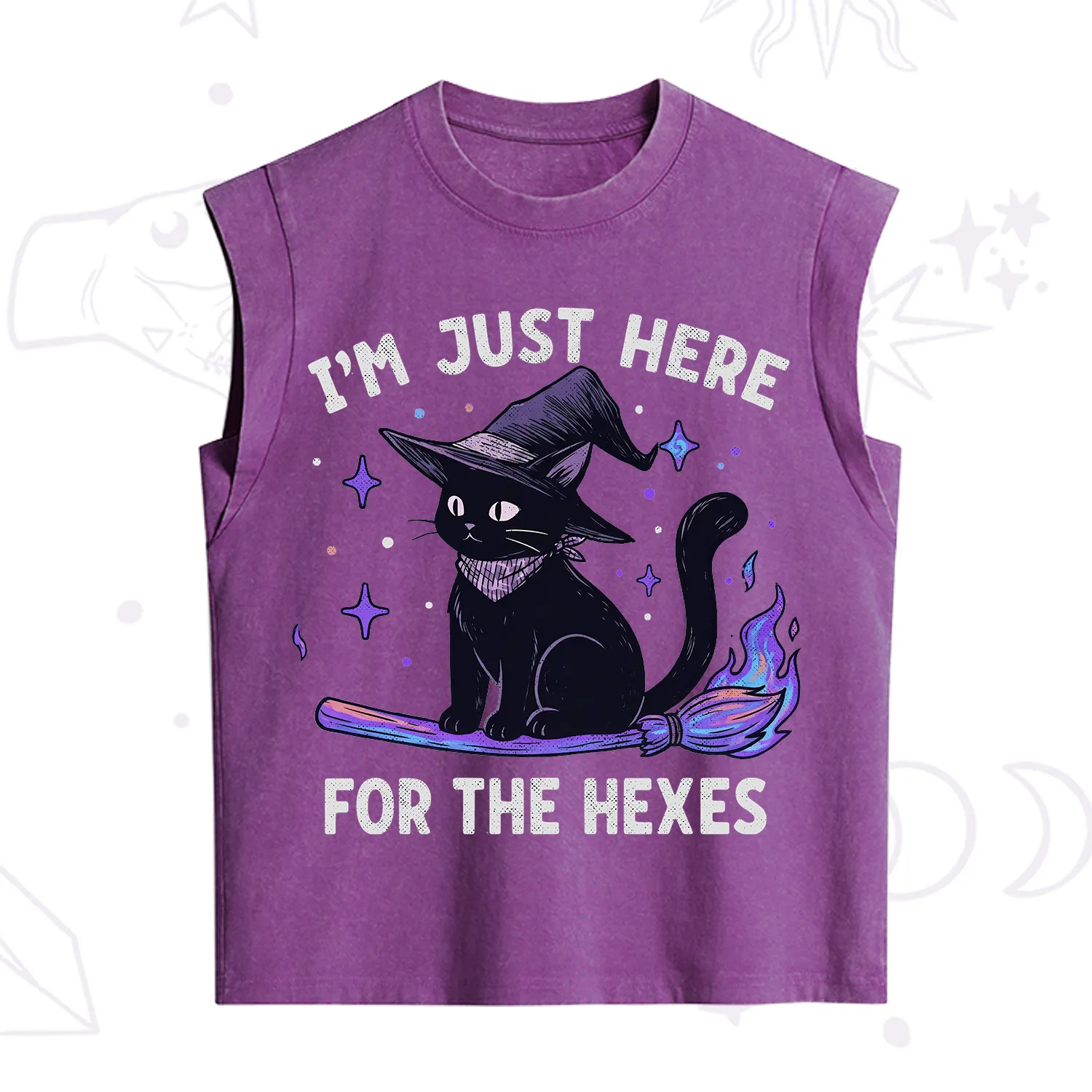 Purplehecate I'm Just Here for the Hexes Witch Cat Vintage Washed Tank