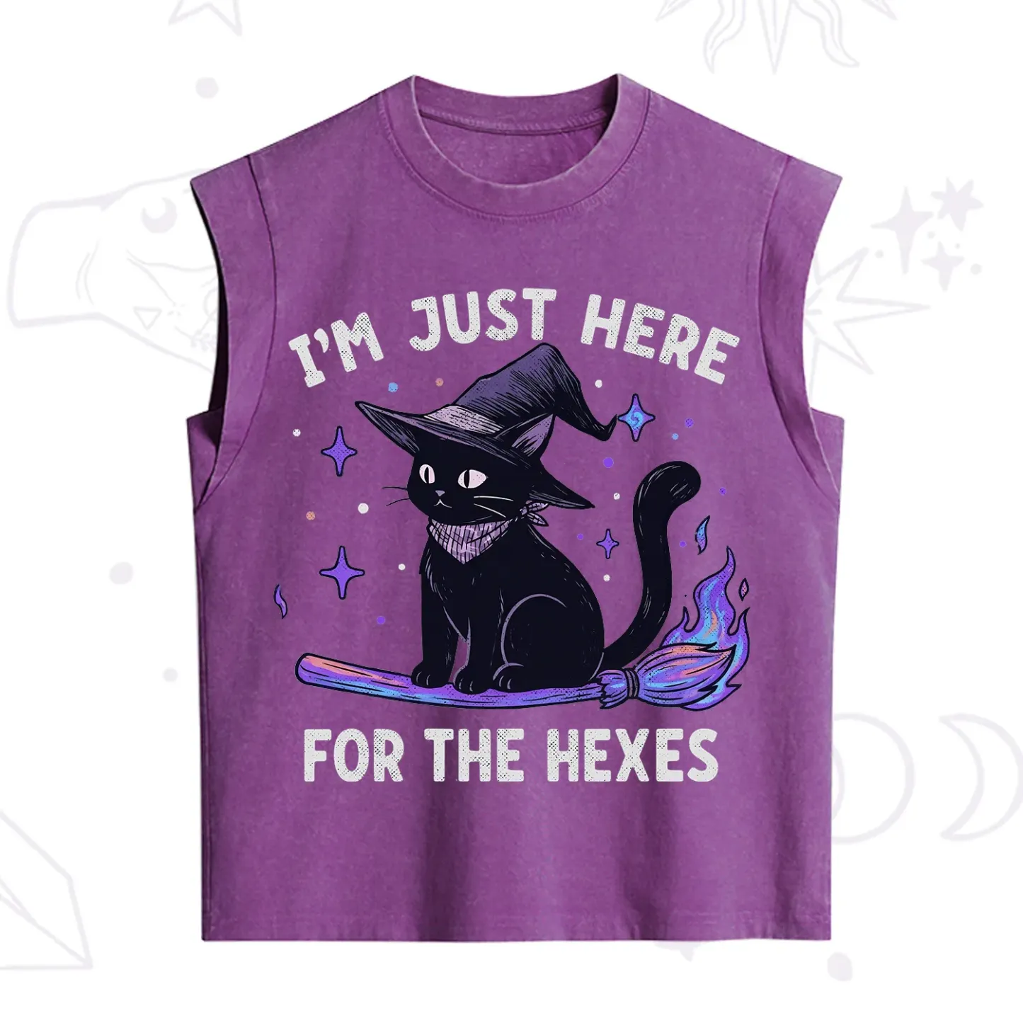 Purplehecate I'm Just Here for the Hexes Witch Cat Vintage Washed Tank