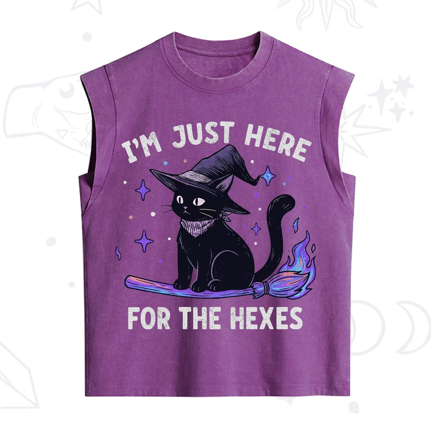 Purplehecate I'm Just Here for the Hexes Witch Cat Vintage Washed Tank