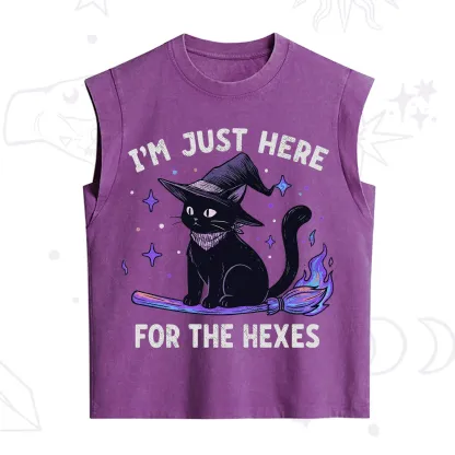 Purplehecate I'm Just Here for the Hexes Witch Cat Vintage Washed Tank