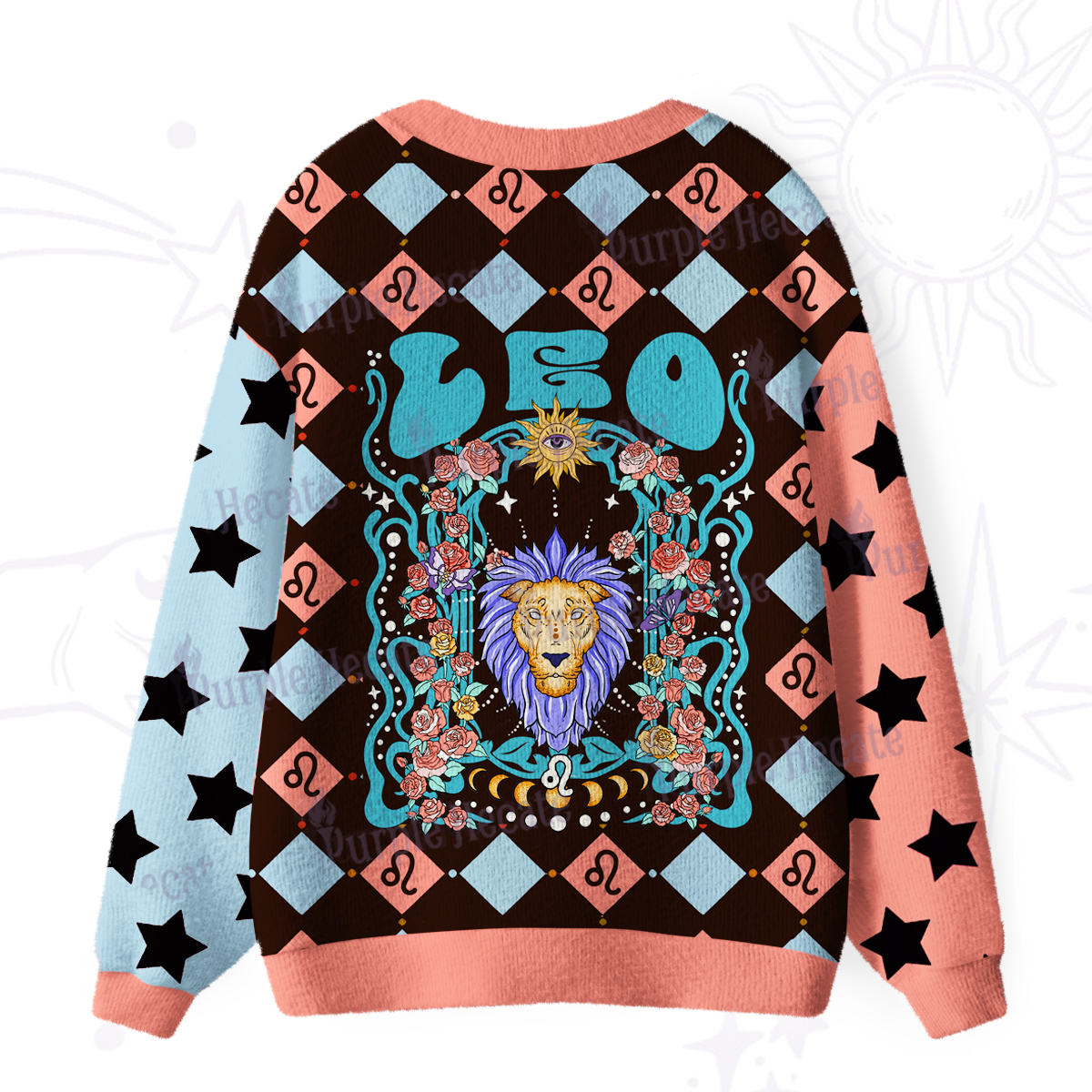 Purplehecate Leo Spirit Zodiac Ugly Cardigan Sweaters