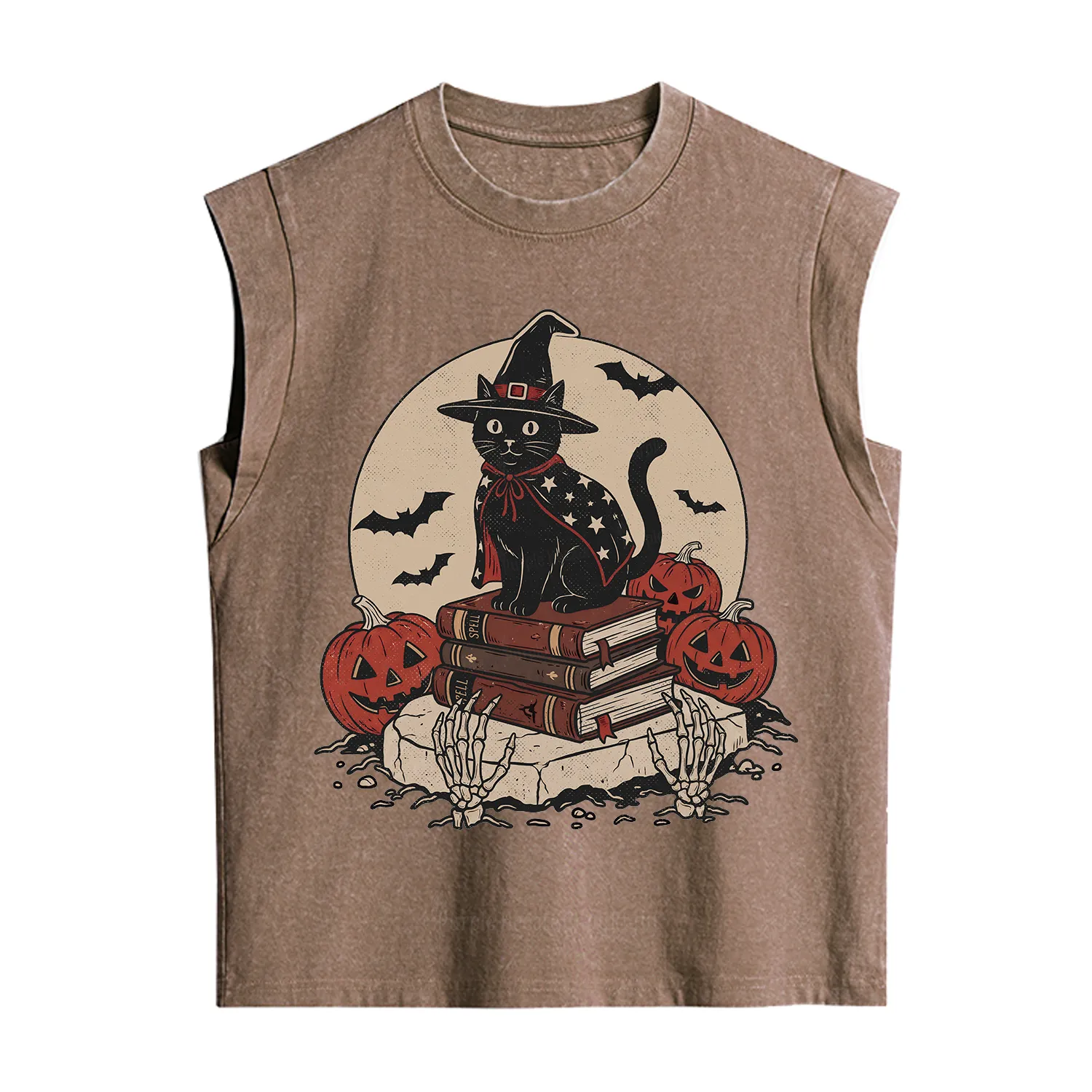 Purplehecate Autumn Preparations Pumpkin Skeleton Vintage Washed Tank