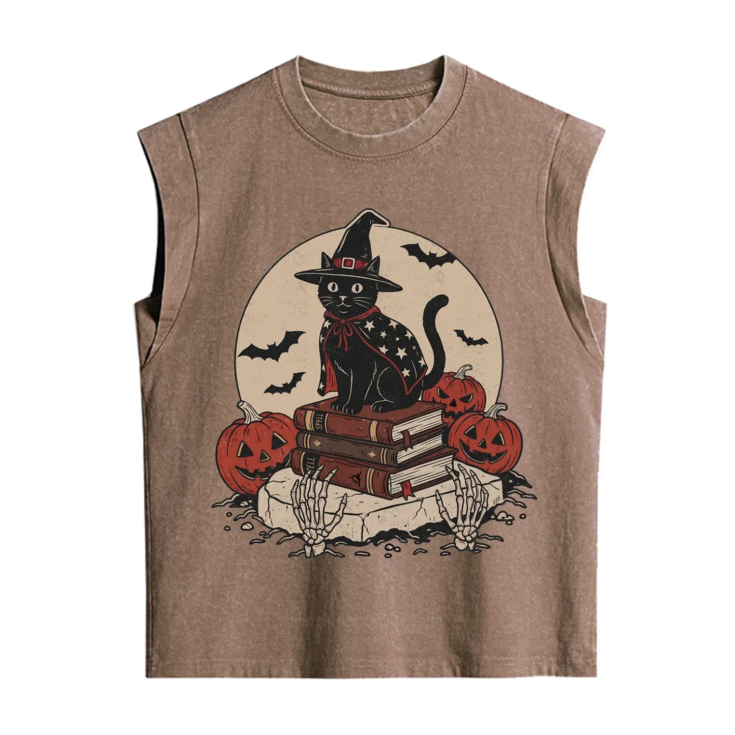Purplehecate Autumn Preparations Pumpkin Skeleton Vintage Washed Tank