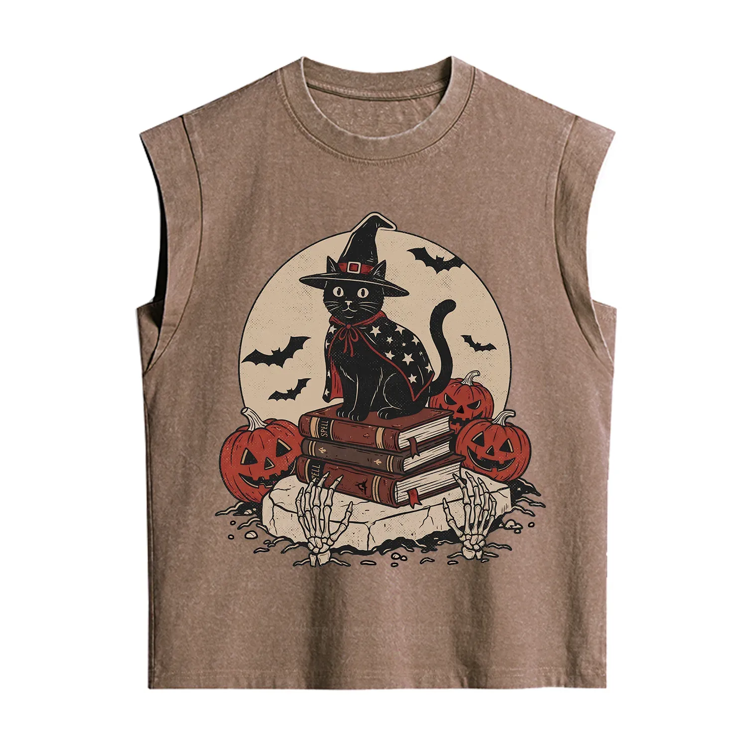 Purplehecate Autumn Preparations Pumpkin Skeleton Vintage Washed Tank