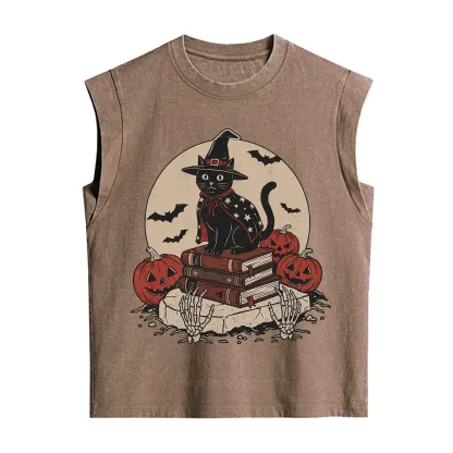 Purplehecate Autumn Preparations Pumpkin Skeleton Vintage Washed Tank