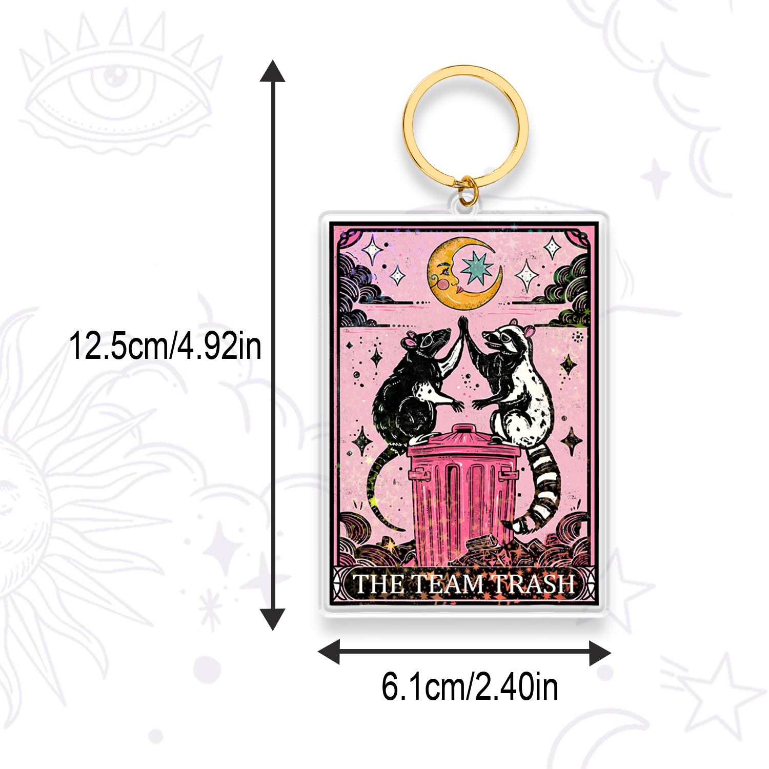 Purplehecate The Team Trash Raccoon & Opossum Tarot Keychain
